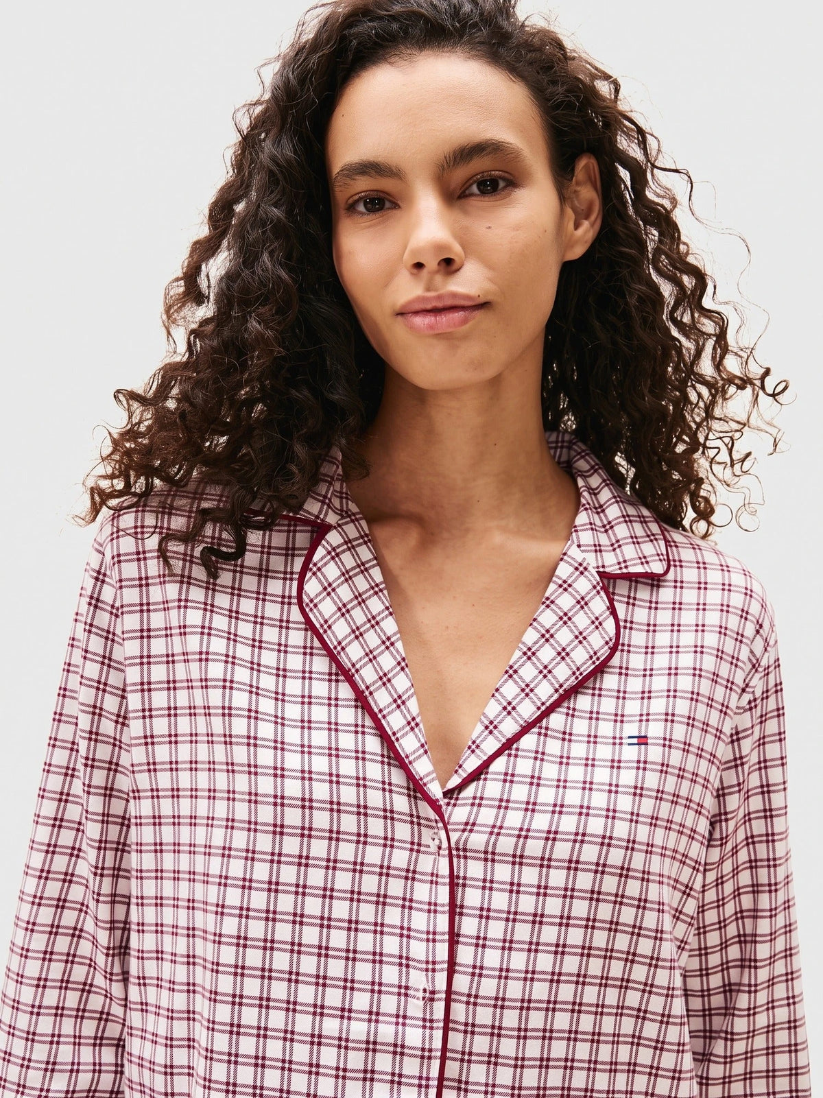 Tommy Hilfiger Tommy Hilfiger Dames flanellen nachthemd lange mouw - Ruit Rood