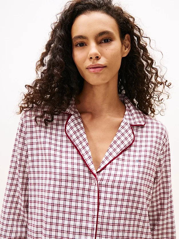 Tommy Hilfiger Tommy Hilfiger Dames flanellen nachthemd lange mouw - Ruit Rood