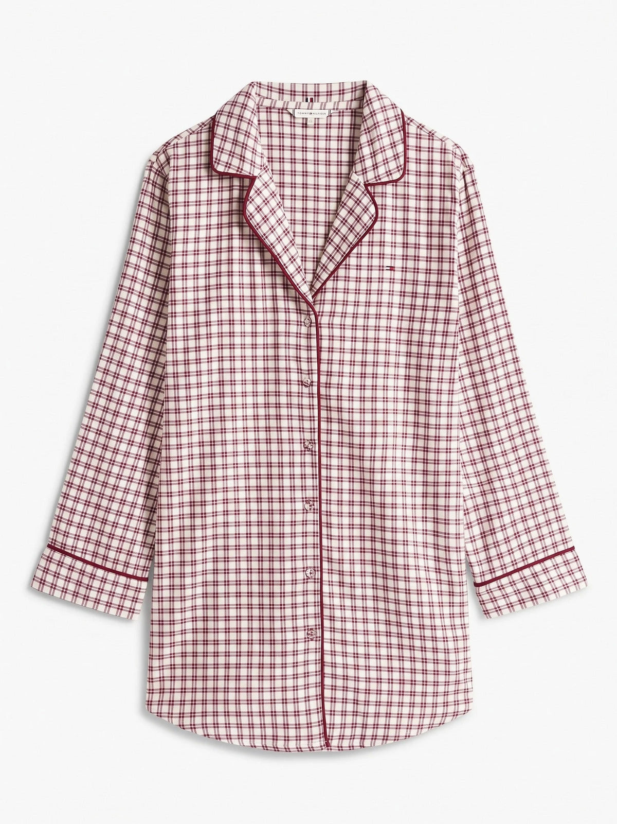 Tommy Hilfiger Tommy Hilfiger Dames flanellen nachthemd lange mouw - Ruit Rood