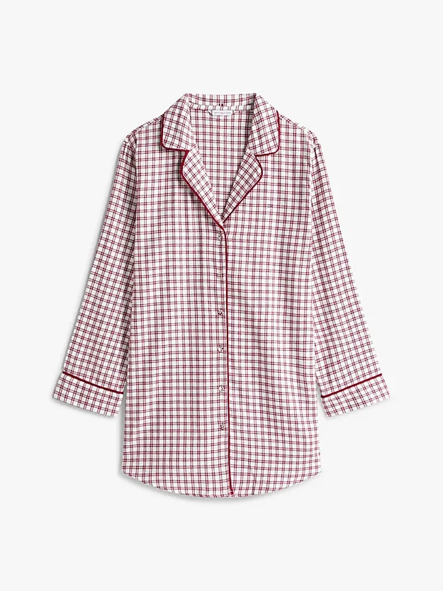 Tommy Hilfiger Tommy Hilfiger Dames flanellen nachthemd lange mouw - Ruit Rood