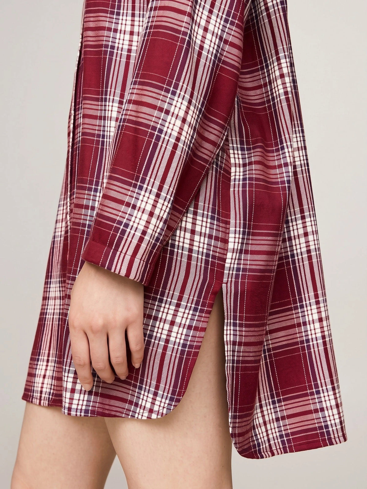 Tommy Hilfiger Tommy Hilfiger Dames flanellen nachthemd lange mouw - Ruit Rood