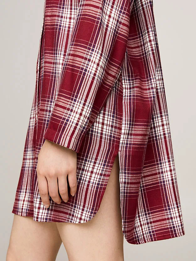 Tommy Hilfiger Tommy Hilfiger Dames flanellen nachthemd lange mouw - Ruit Rood