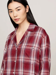 Tommy Hilfiger Tommy Hilfiger Dames flanellen nachthemd lange mouw - Ruit Rood