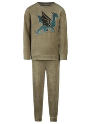 van Gennip Charlie Choe velours jongens pyjama - Draak