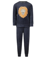 van Gennip Charlie Choe velours jongens pyjama -Leeuw
