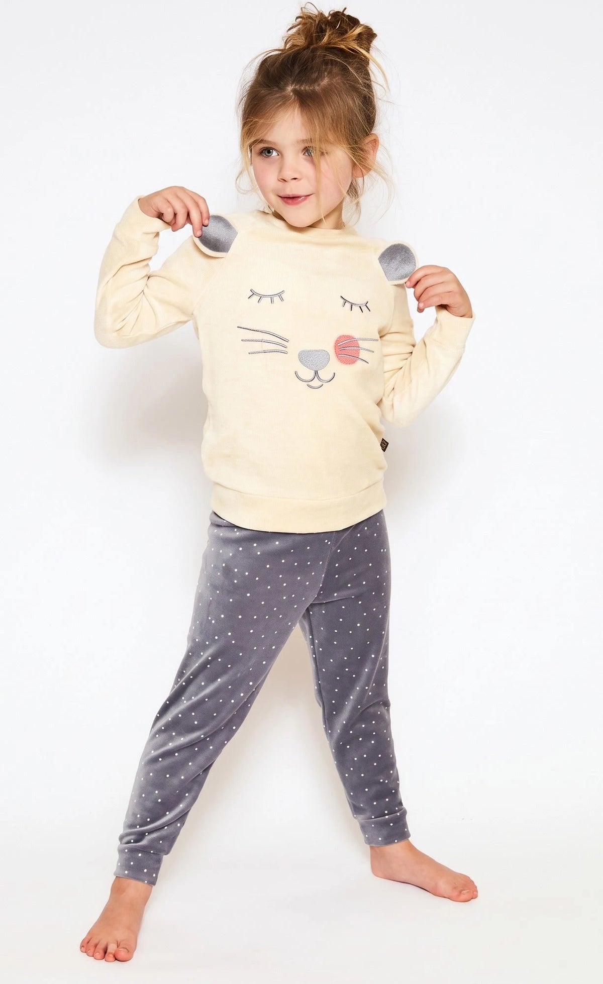 van Gennip Charlie Choe velours meisjes pyjama - Cute Mouse