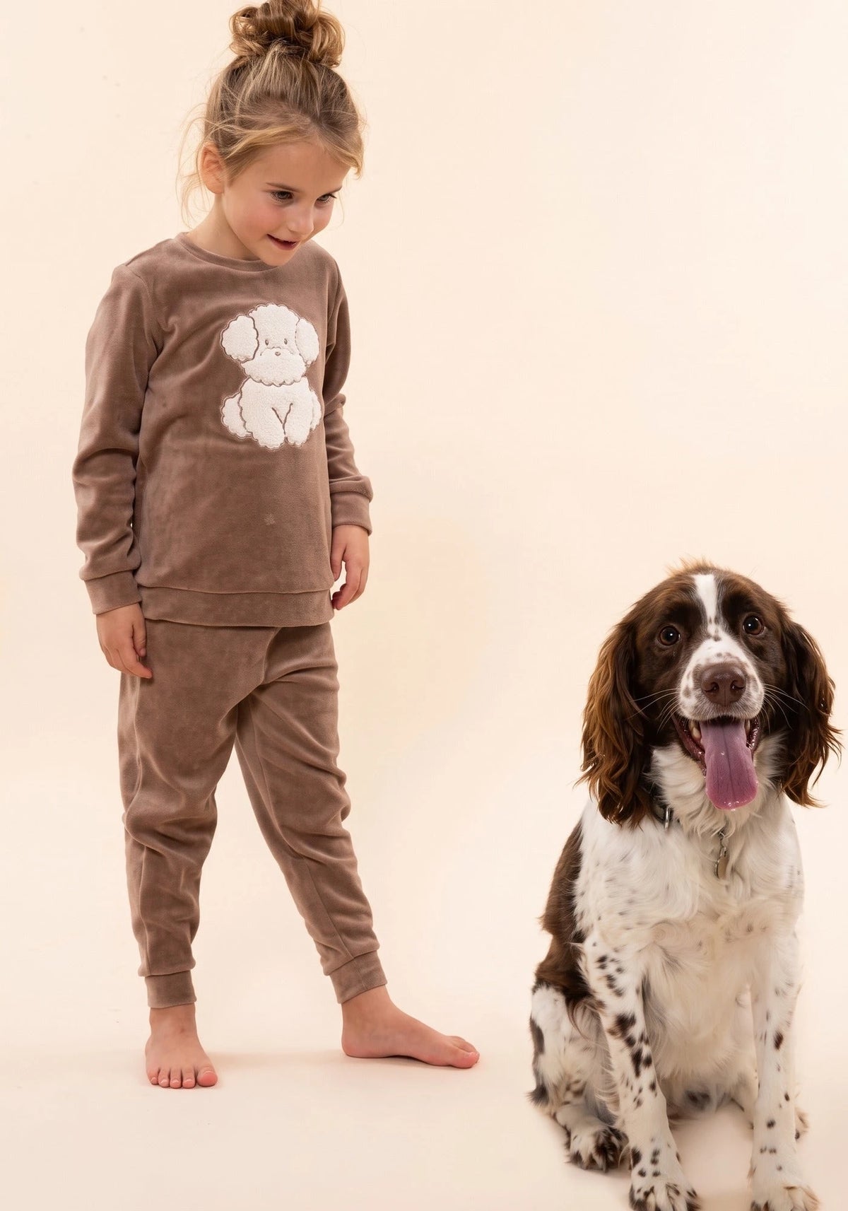 van Gennip Charlie Choe velours meisjes pyjama - Puppy