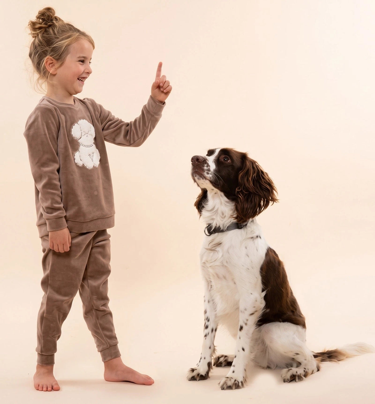 van Gennip Charlie Choe velours meisjes pyjama - Puppy