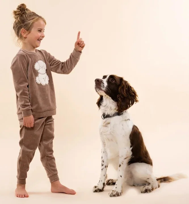 van Gennip Charlie Choe velours meisjes pyjama - Puppy