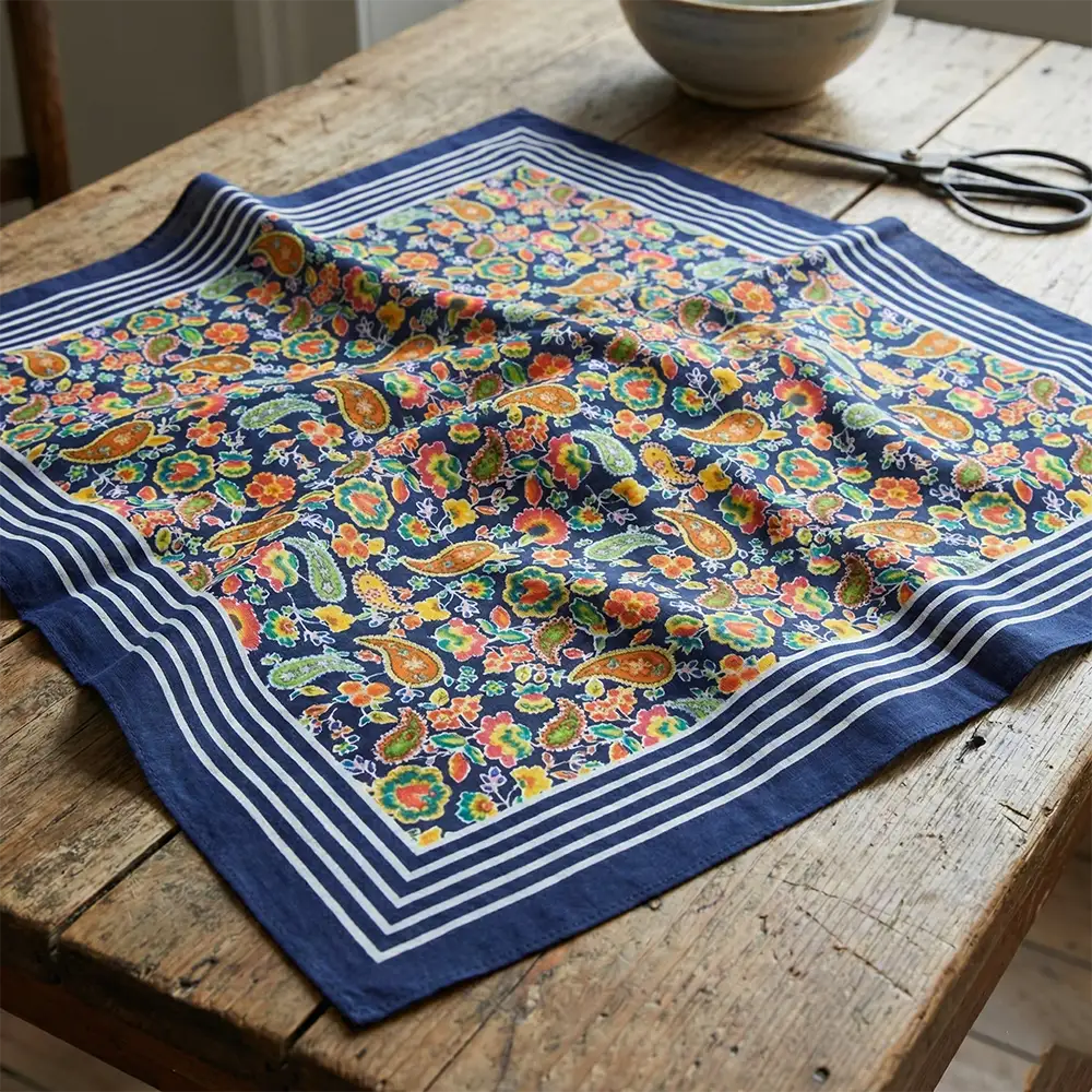 Vangelderen Boeren zakdoek Paisley donkerblauw 55 x 55 cm