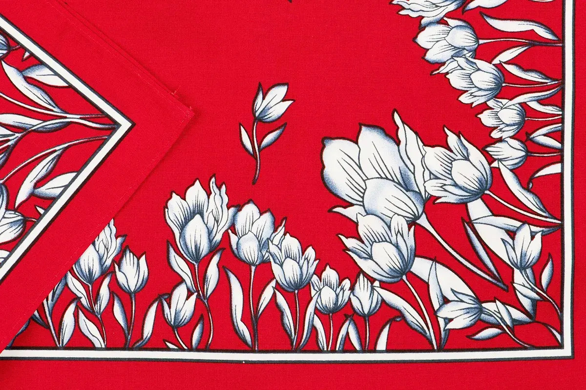 Vangelderen Boeren zakdoek rood Tulpen 55 x 55 cm