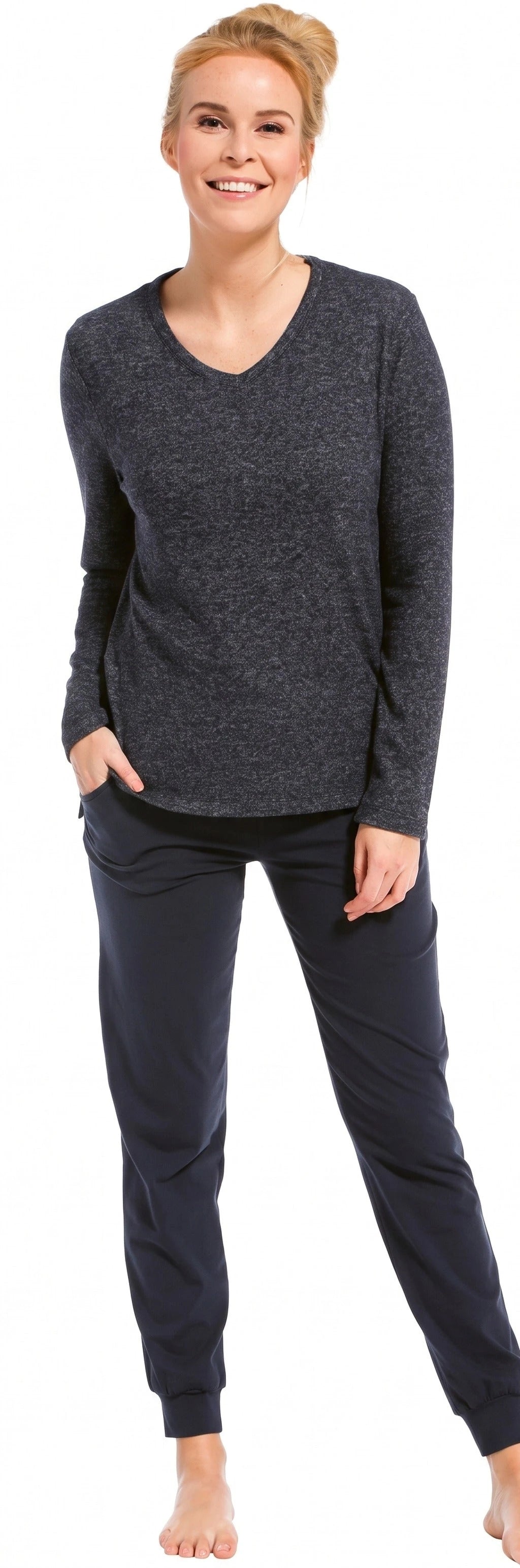 Zetex Pastunette 24/7 pyjama shirt dames - Lange mouw - Dark Blue
