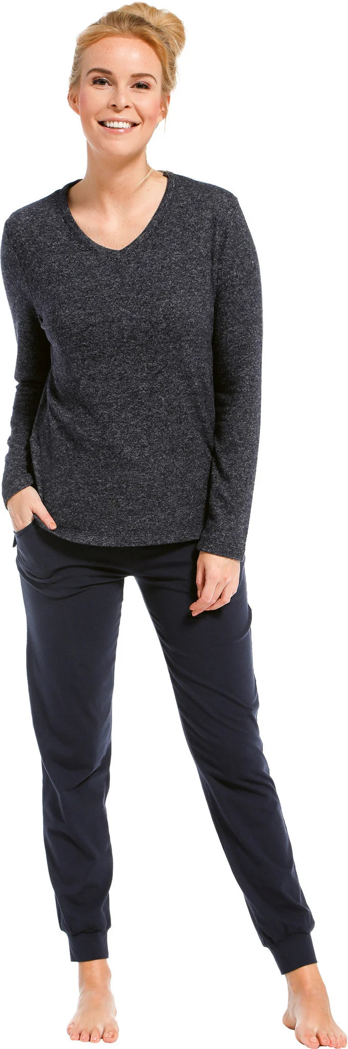 Zetex Pastunette 24/7 pyjama shirt dames - Lange mouw - Dark Blue