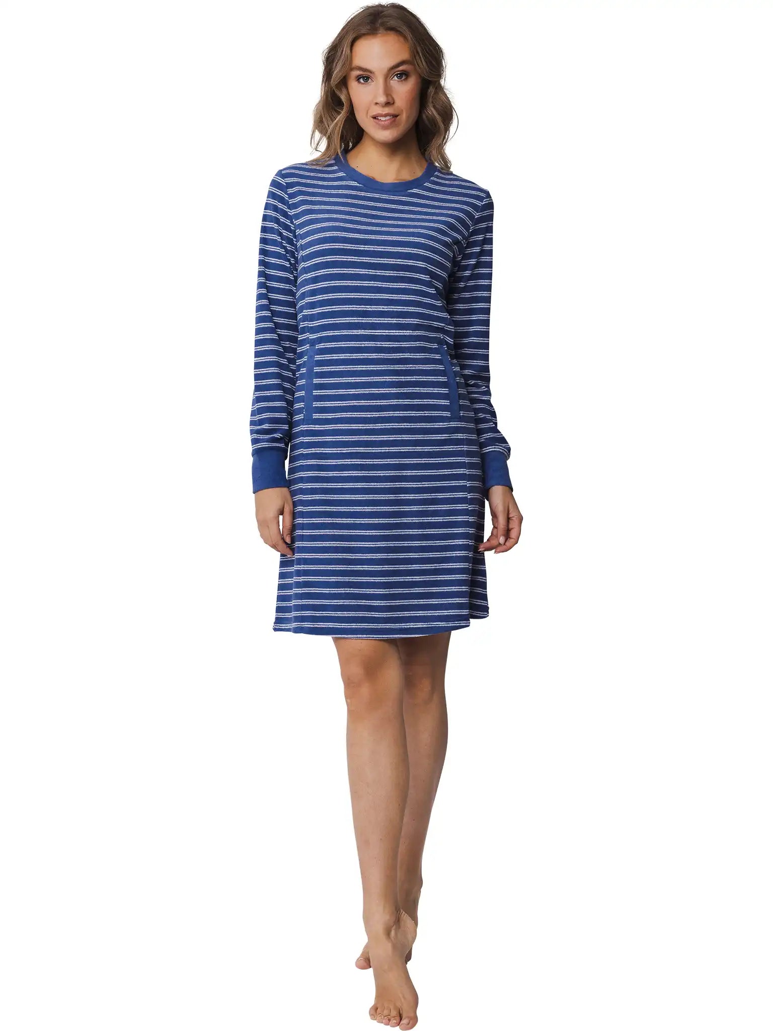 Zetex Pastunette badstof dames nachthemd - Winter Blue