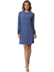 Zetex Pastunette badstof dames nachthemd - Winter Blue