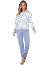 Zetex Pastunette Badstof dames pyjama lange mouwen -Blue Fog