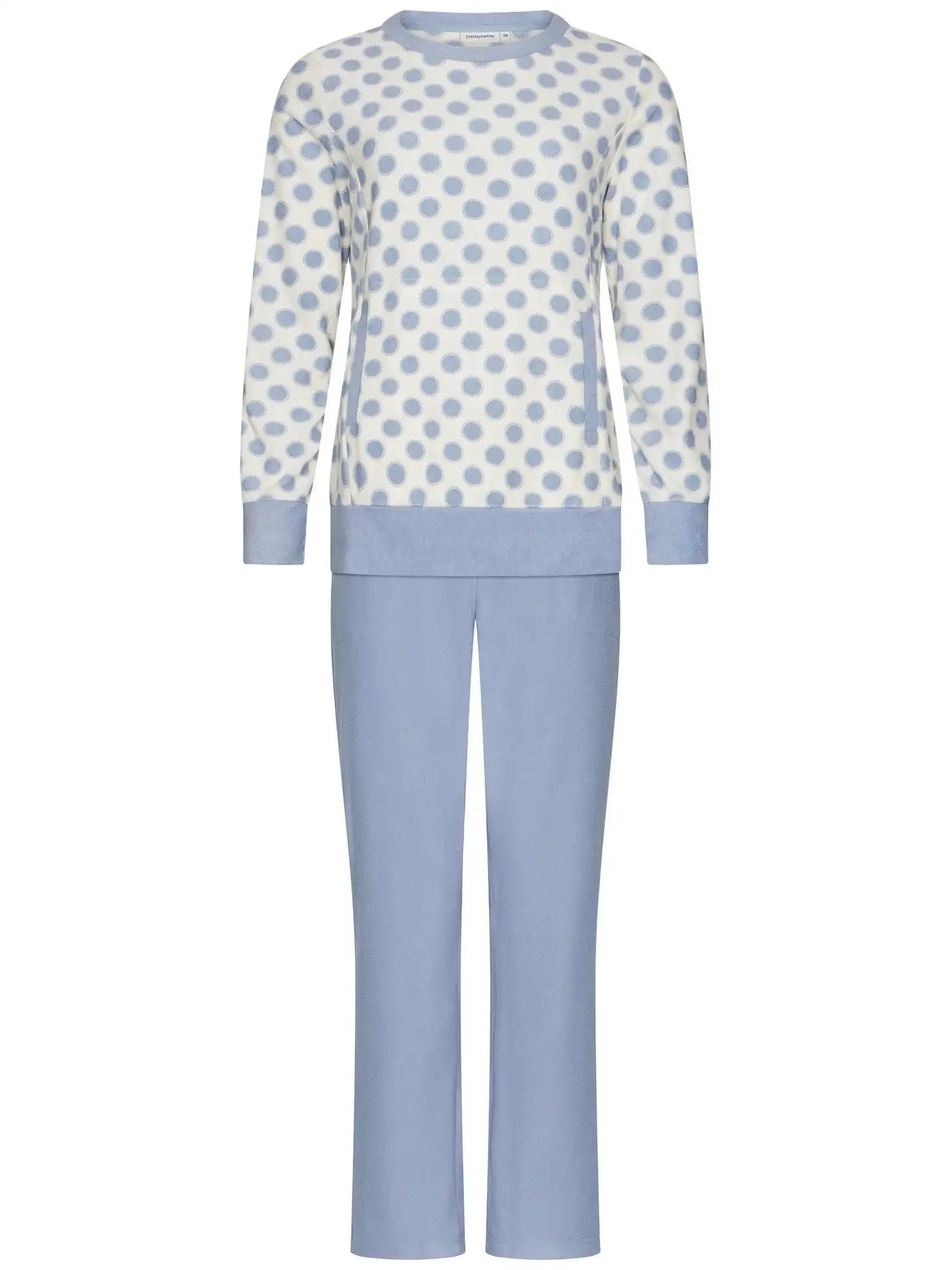 Zetex Pastunette Badstof dames pyjama lange mouwen -Blue Fog