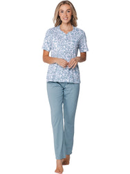 Zetex Pastunette dames 100% katoenen pyjama korte mouwen - Stone Blue