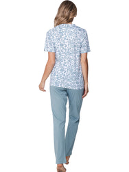 Zetex Pastunette dames 100% katoenen pyjama korte mouwen - Stone Blue