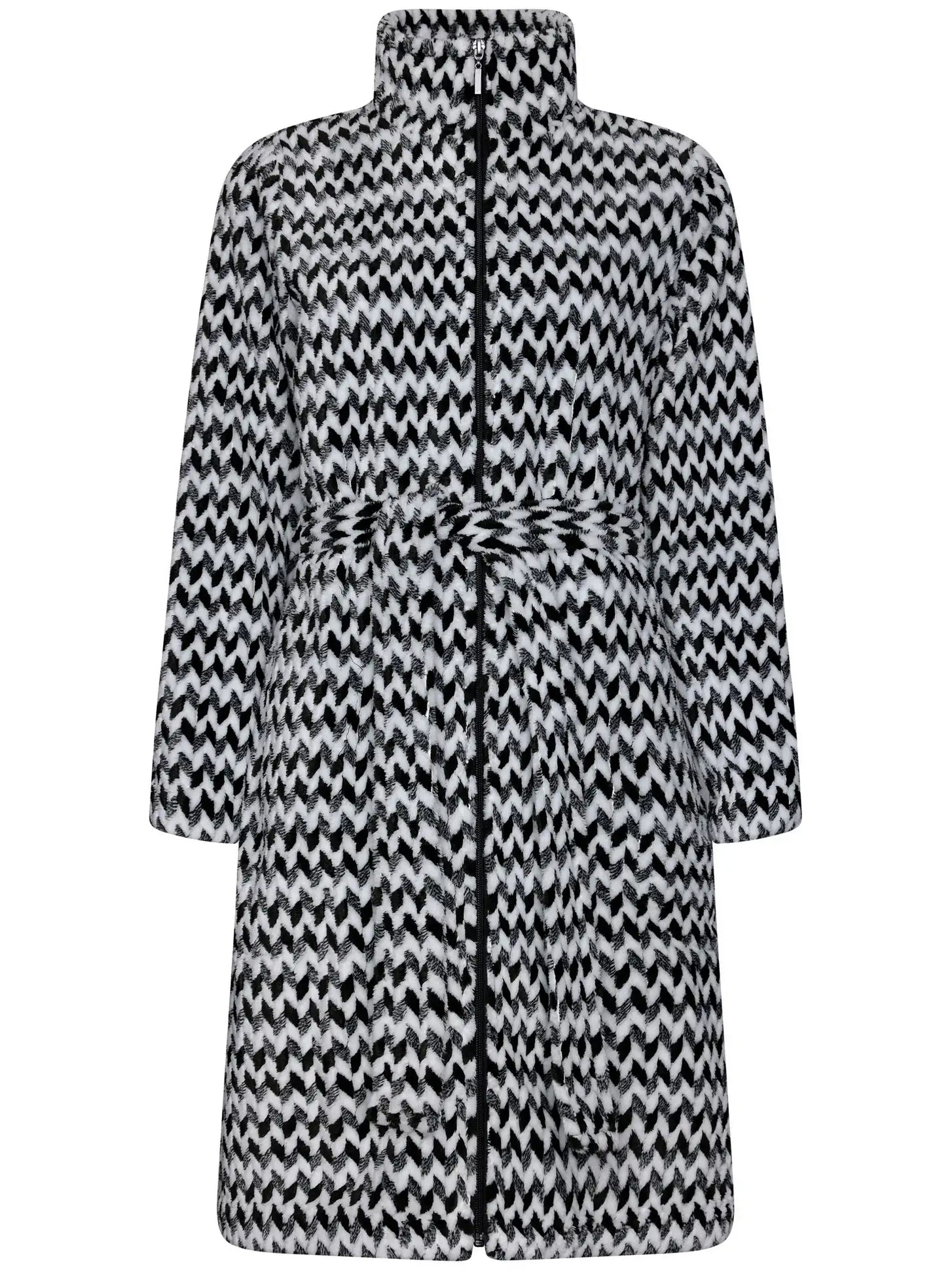 Zetex Pastunette dames Badjas met Rits Fleece - Modern Triangle