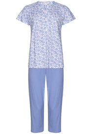 Zetex Pastunette dames capri pyjama - Shortama - Blue Foral