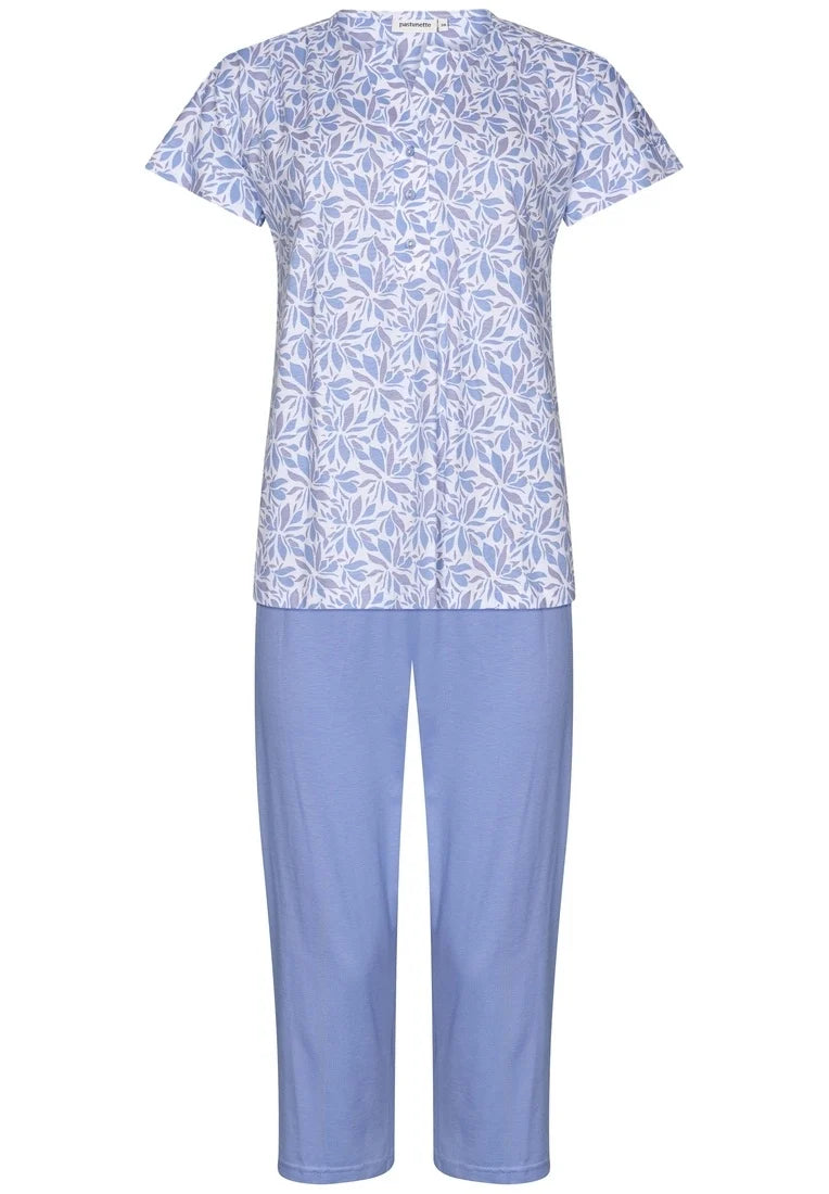 Zetex Pastunette dames capri pyjama - Shortama - Blue Foral