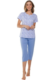 Zetex Pastunette dames capri pyjama - Shortama - Blue Foral