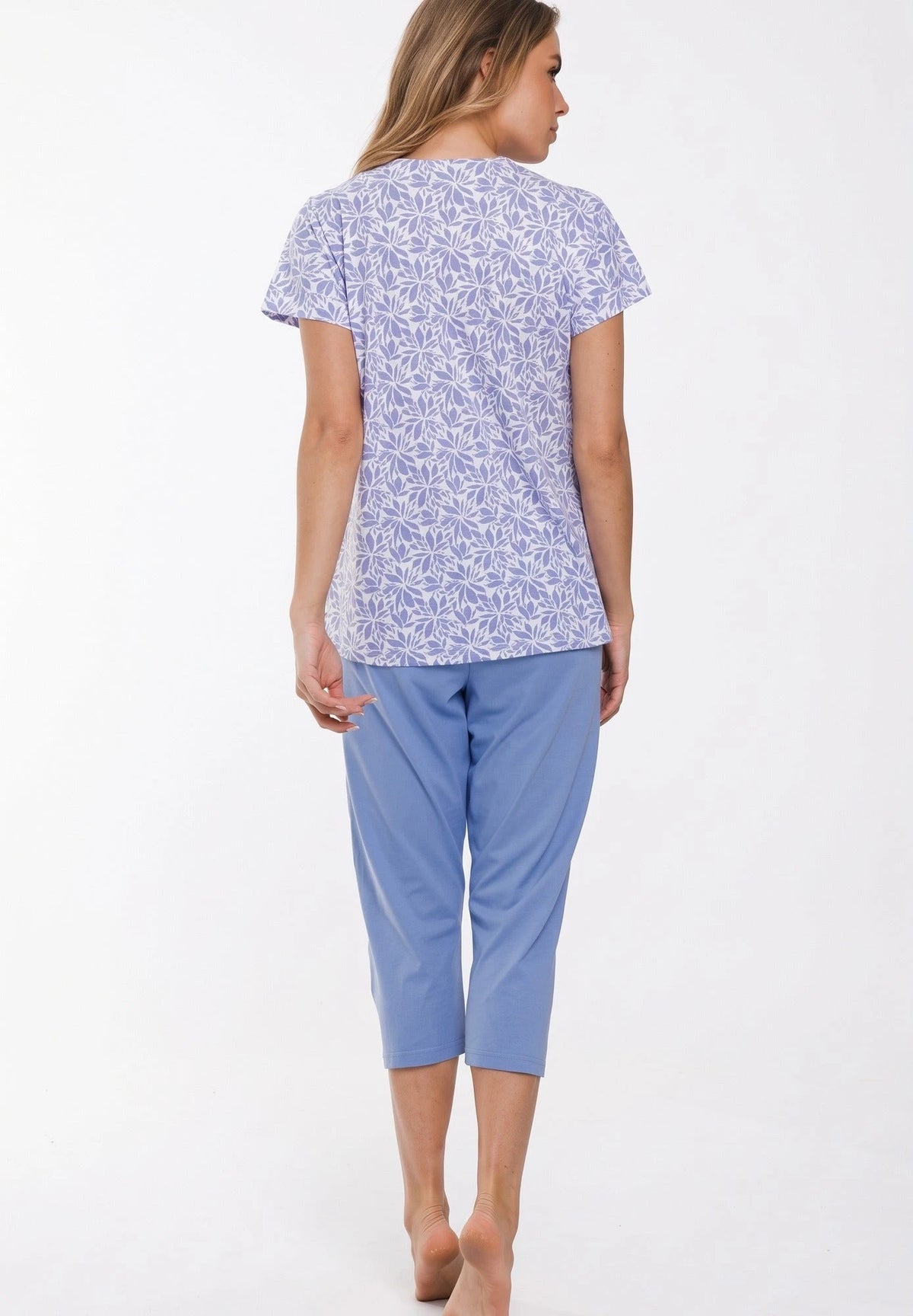 Zetex Pastunette dames capri pyjama - Shortama - Blue Foral