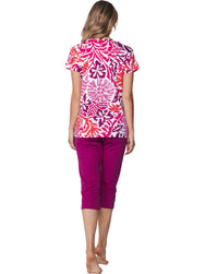 Zetex Pastunette dames capri pyjama - Shortama - Paradise pink