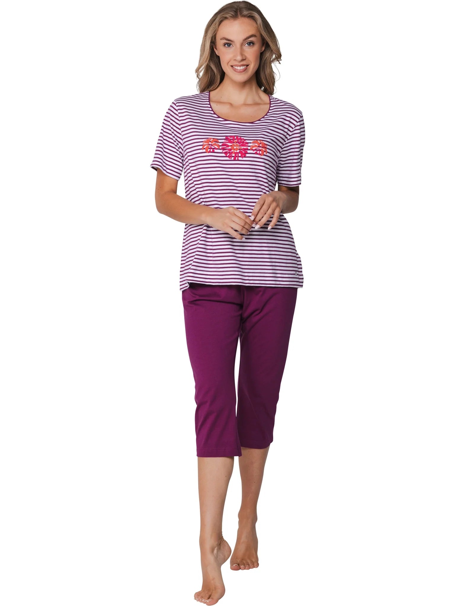 Zetex Pastunette dames capri pyjama - Shortama -  Paradise pink