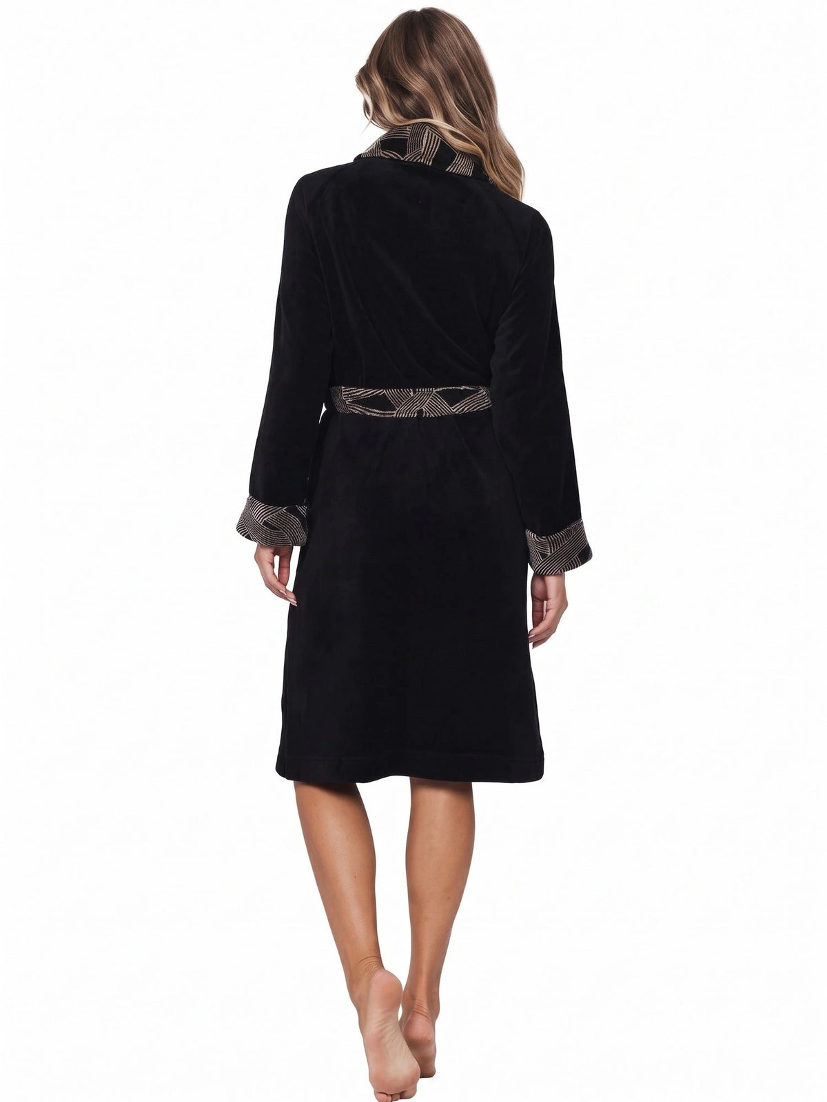 Zetex Pastunette dames Fleece Badjas - Zwart - Morning Gown