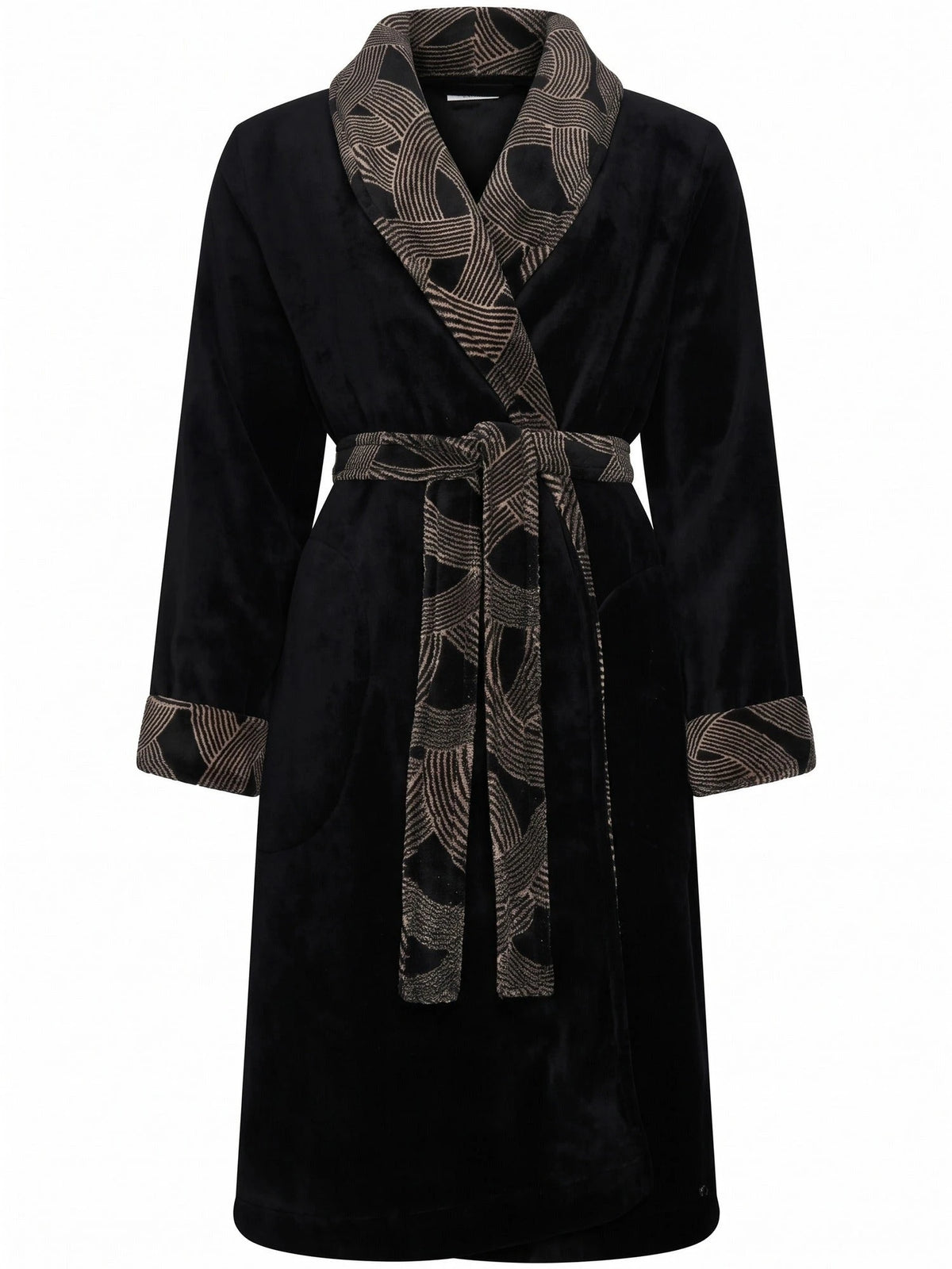 Zetex Pastunette dames Fleece Badjas - Zwart - Morning Gown
