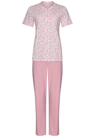 Zetex Pastunette dames katoenen pyjama korte mouw met knoopsluiting - Roze