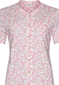 Zetex Pastunette dames katoenen pyjama korte mouw met knoopsluiting - Roze