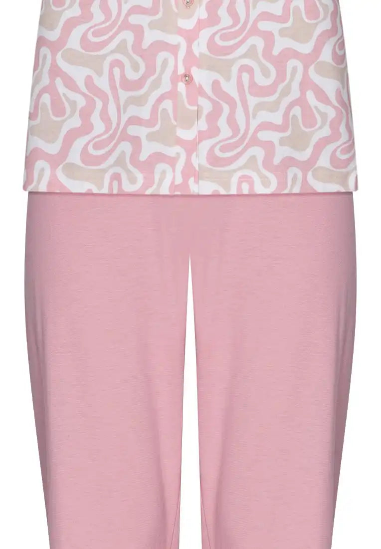 Zetex Pastunette dames katoenen pyjama korte mouw met knoopsluiting - Roze