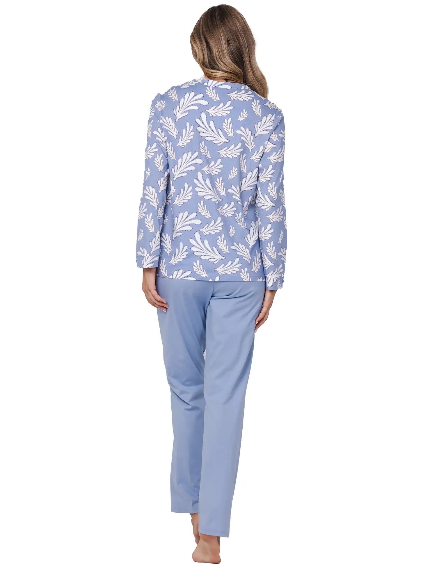 Zetex Pastunette dames katoenen pyjama lange mouwen - Blauw