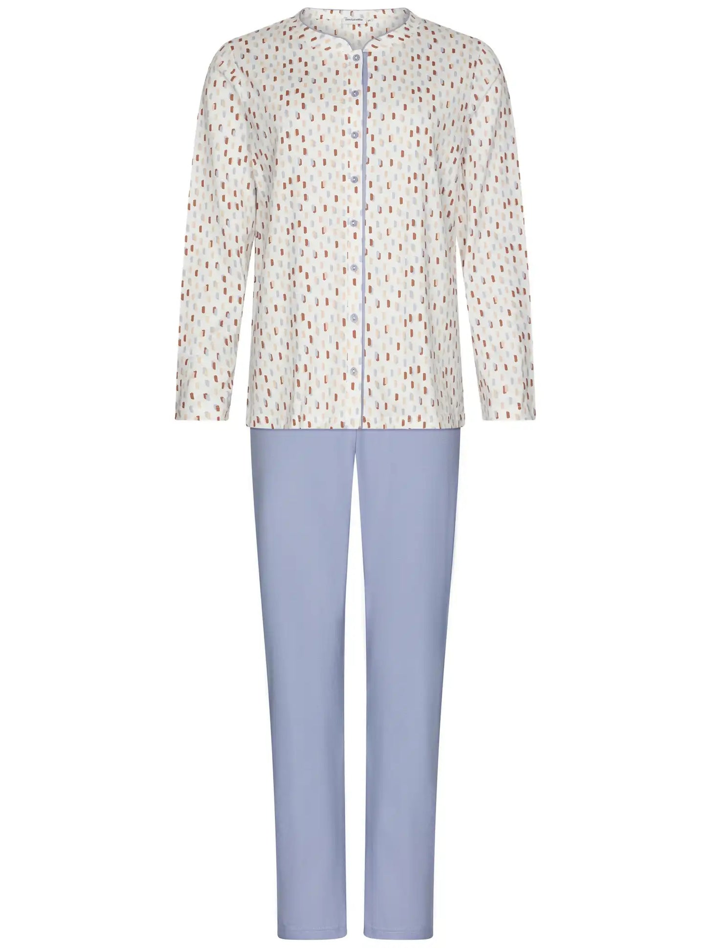 Zetex Pastunette dames katoenen pyjama met knoopsluiting -Blauw