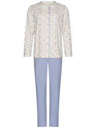 Zetex Pastunette dames katoenen pyjama met knoopsluiting -Blauw
