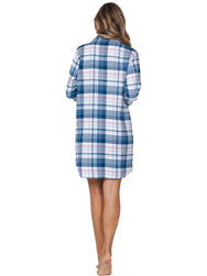 Zetex Pastunette dames nachthemd Flanel met knoopsluiting- Blauw