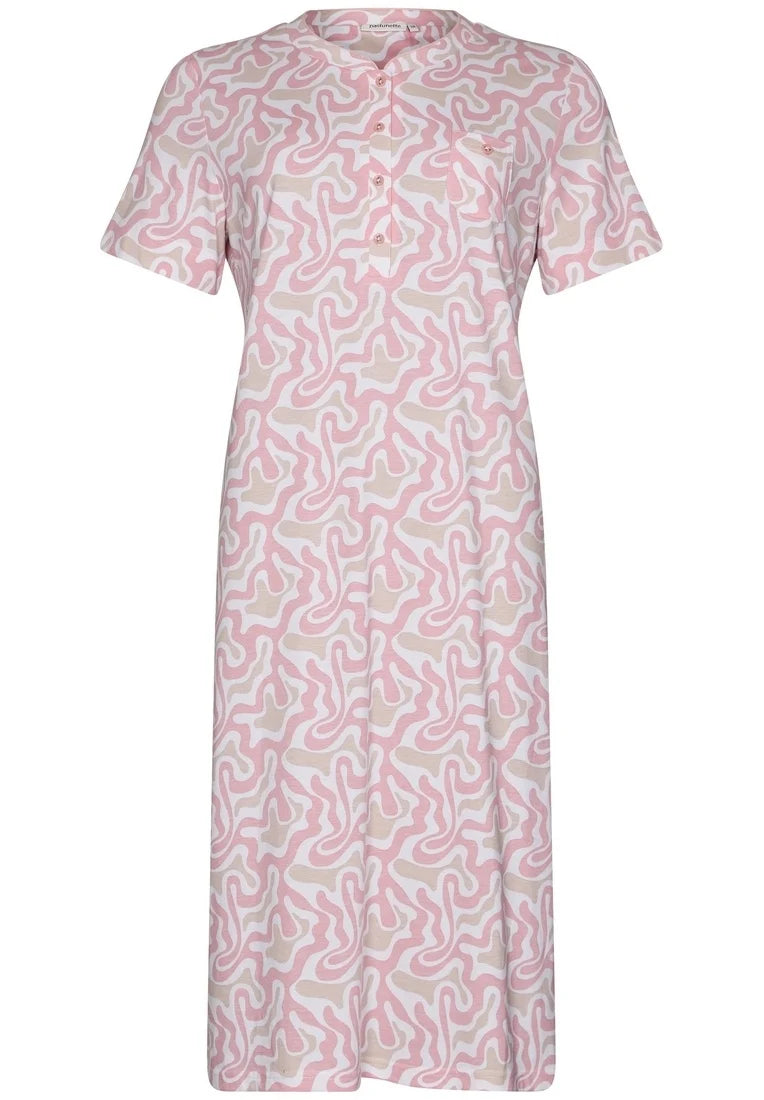 Zetex Pastunette dames nachthemd korte mouw knoopsluiting - Pink Fusion