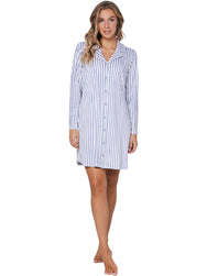 Zetex Pastunette dames nachthemd met knoopsluiting-Blauw streep