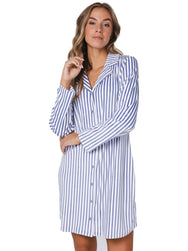 Zetex Pastunette dames nachthemd met knoopsluiting-Blauw streep