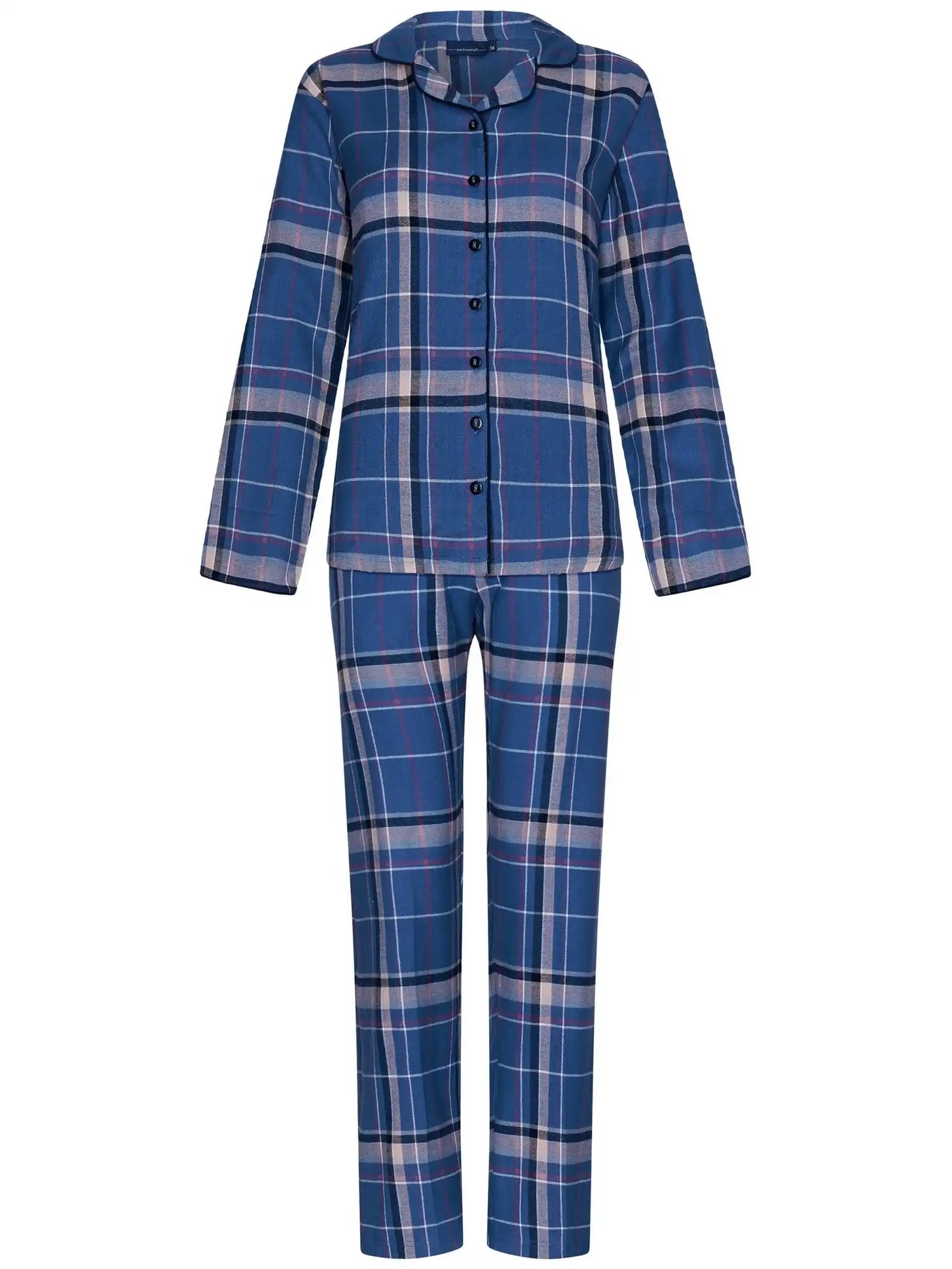 Zetex Pastunette Dames Pyjama Flanel met knoopsluiting - Blauw