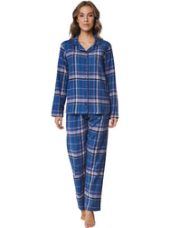 Zetex Pastunette Dames Pyjama Flanel met knoopsluiting - Blauw