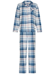 Zetex Pastunette Dames Pyjama Flanel met knoopsluiting - Blauw