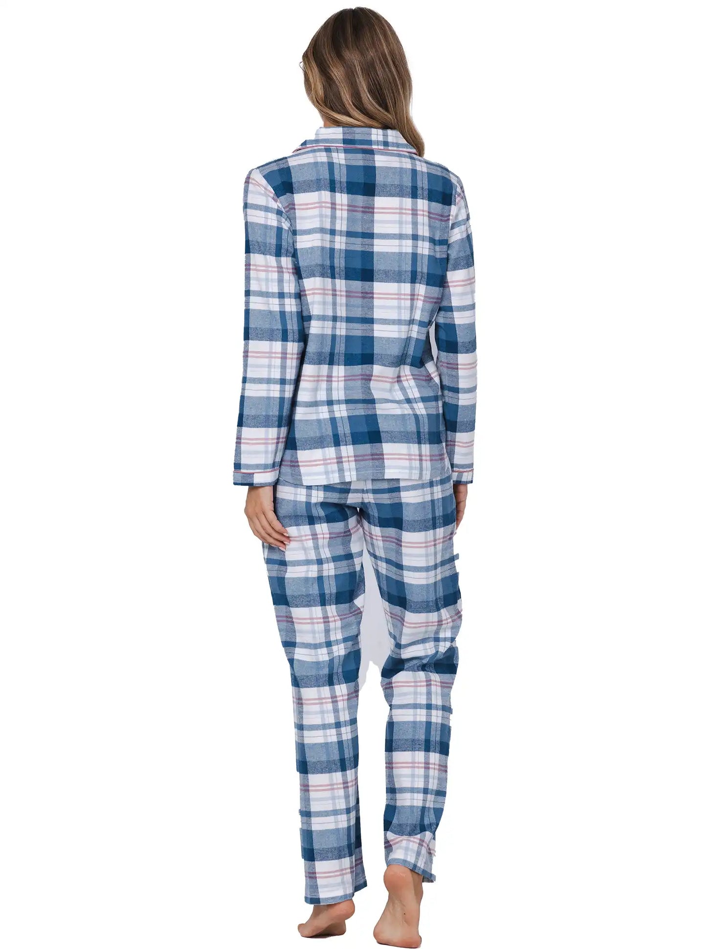Zetex Pastunette Dames Pyjama Flanel met knoopsluiting - Blauw