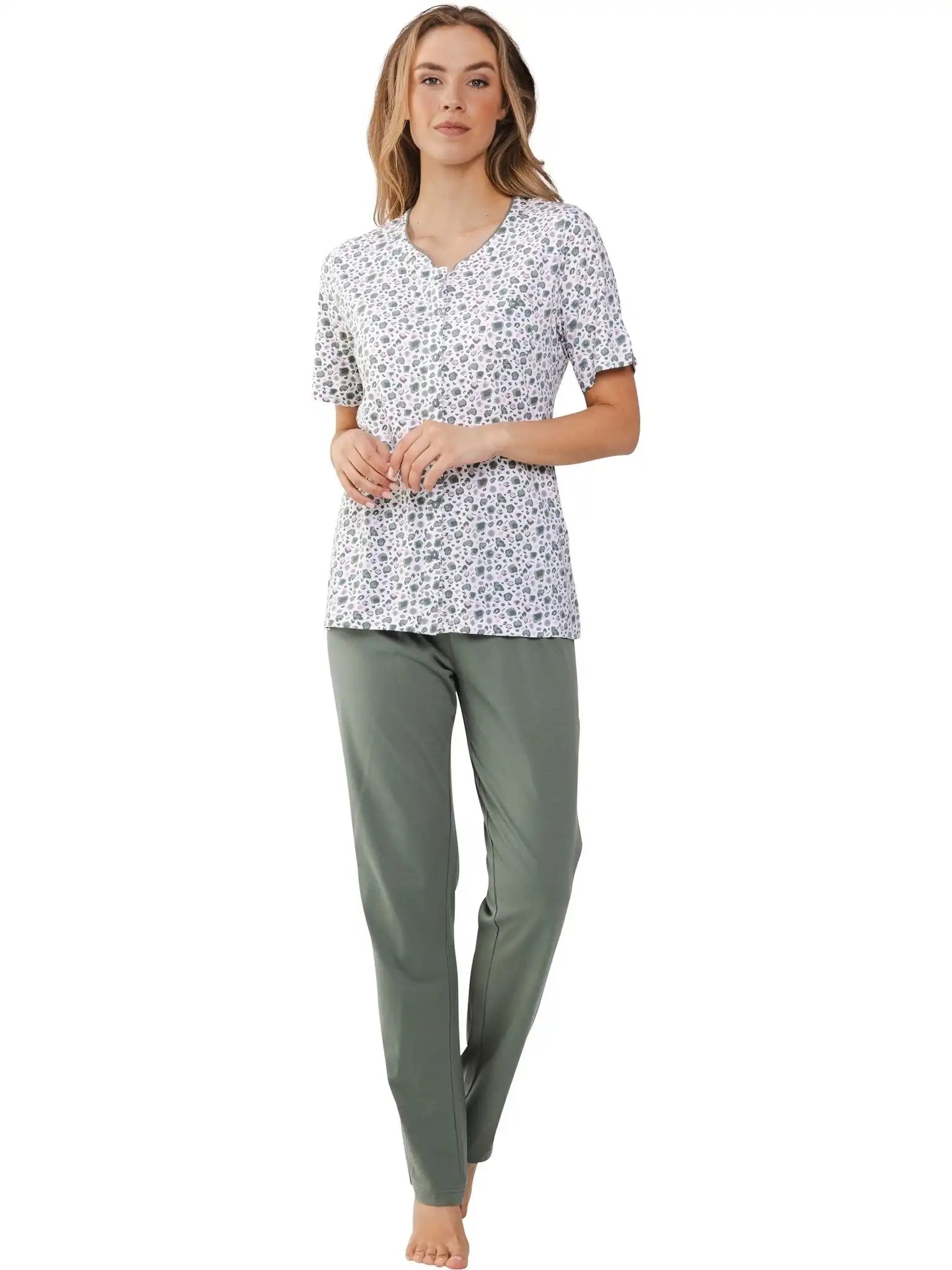 Zetex Pastunette dames pyjama korte mouwen - Green Breeze