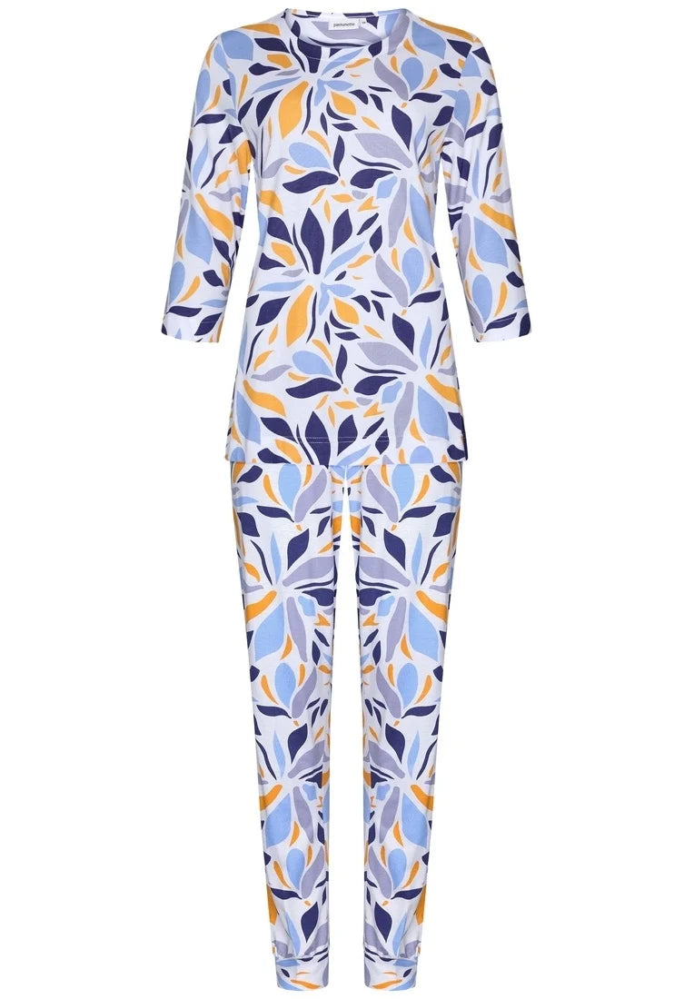 Zetex Pastunette dames pyjama lange mouwen - Graphic Leaves