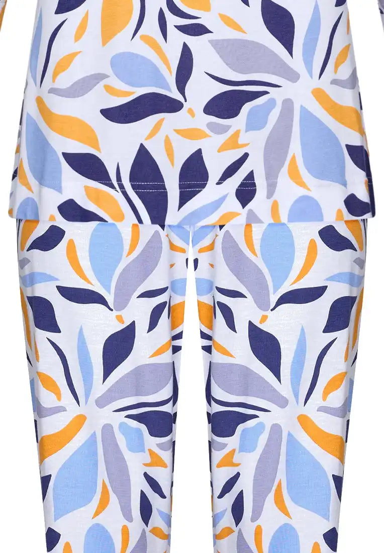 Zetex Pastunette dames pyjama lange mouwen - Graphic Leaves
