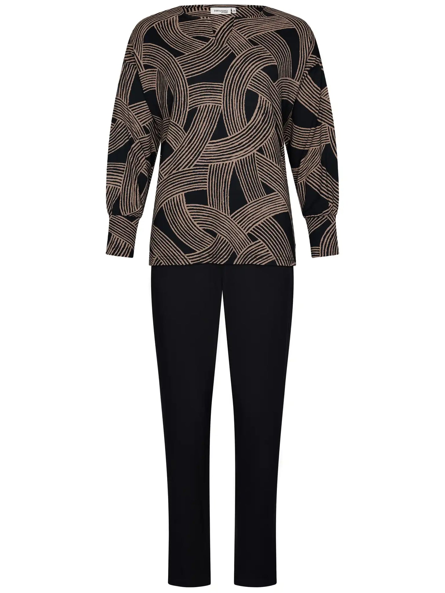 Zetex Pastunette dames pyjama lange mouwen - Zwart